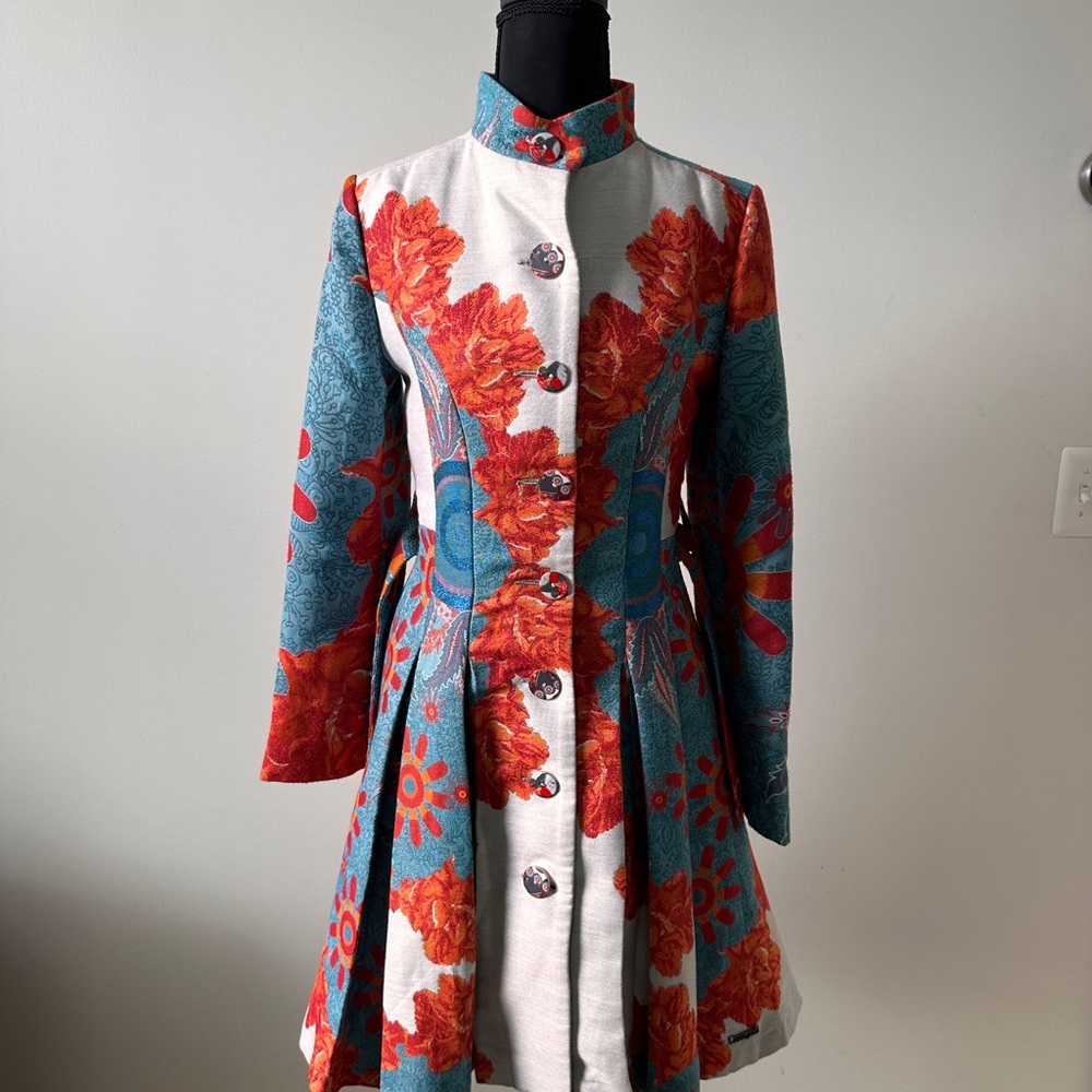 Desigual Multicolor Floral Trench Coat